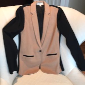 Camel and black colorblock blazer